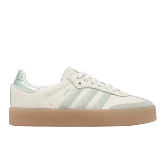 NEW 🔥 Adidas Sambae 🔥 Off White / Lime Green - Picture 4 of 6